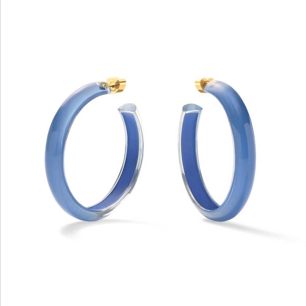Alison Lou LOUCITE Medium Jelly Hoops in Denim